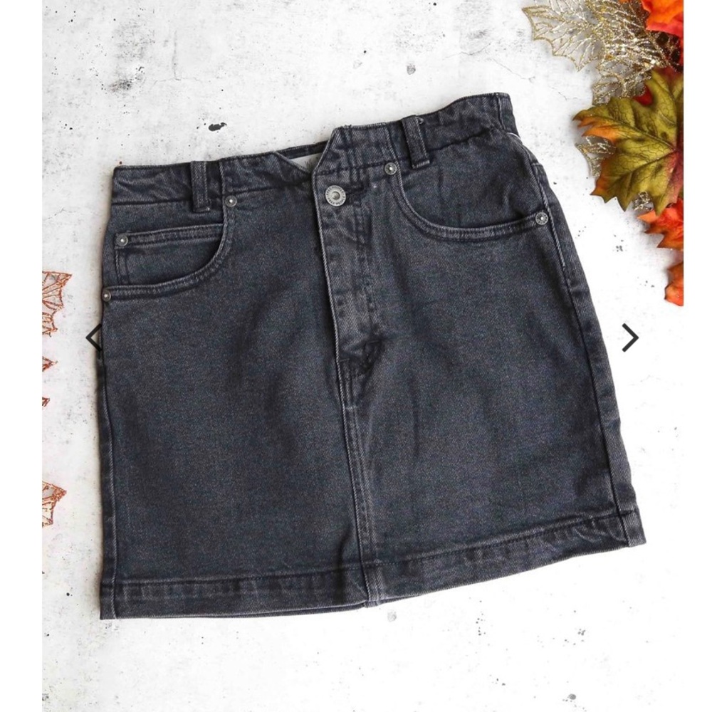 New Free People black denim skirt
